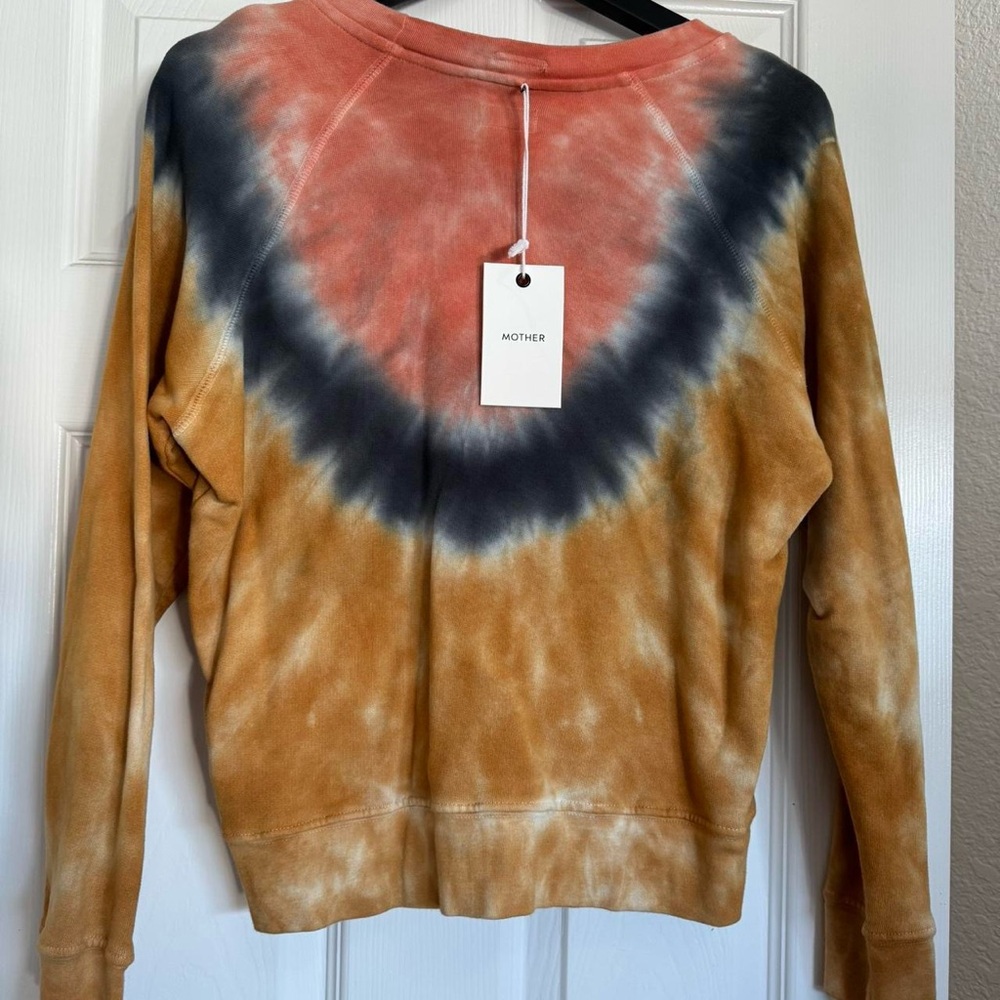 MOTHER Orange and Black Crew Neck Sweater